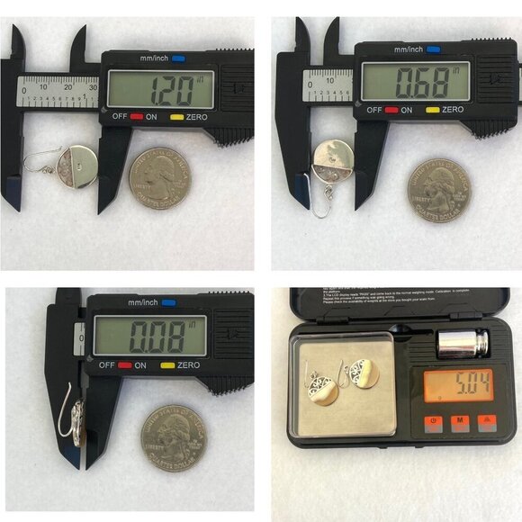 Sterling Silver 925 Round Mother Of Pearl MOP Scrollwork Accent Dangle Earrings - Picture 10 of 16